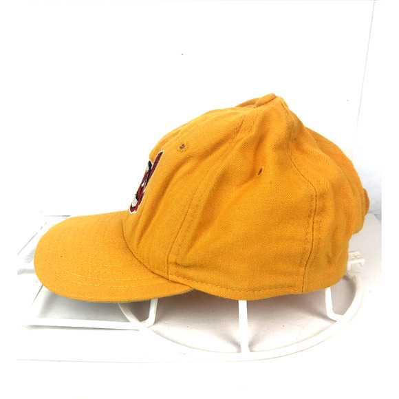 RARE Vintage Cleveland Indians Yellow Snapback Hat Chief Wahoo New Era Med/Lg - Picture 3 of 10